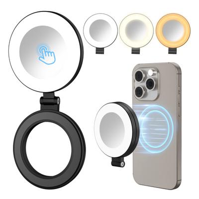 Rechargeable Phone Ring Light 180-Degree Flip Design Fill Light with 3 Modes Adjustable Brightness Magnetic Selfie Light