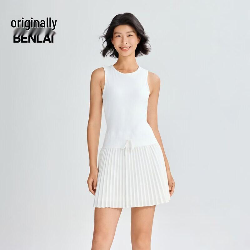 BENLAI Women s Sleeveless A-Line Pleated Dress M