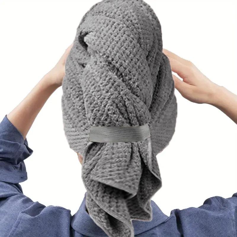 New Microfiber Hair Towel Extra Wrap Quick Dry Hair Towel Wrap With Elastic Band , Ultra Absorbent Soft Hair Towel Wrap Turban