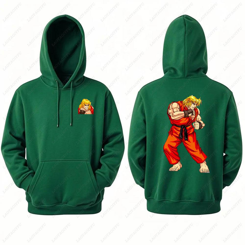Street Fighter Men's Hoodie Anime Game Print Casual Long-sleeved Sweatshirt Double-sided Streetwear for Autumn ropa de hombre