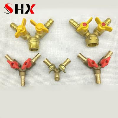 6 8 10 12mm Hose Barb Y Type Three 3 Way Brass Shut Off Ball Valve Pipe Fitting Connector Adapter For Fuel Gas Water Oil Air