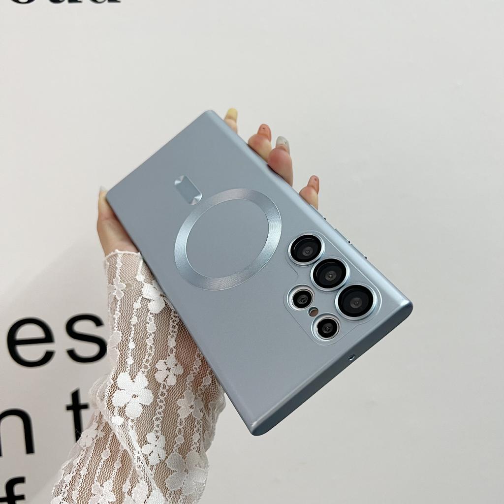 Suitable for Samsung S24ultra Mobile Phone Case Comes with Lens Film S21S22S23 Silicone Magnetic Absorbing New Soft Case