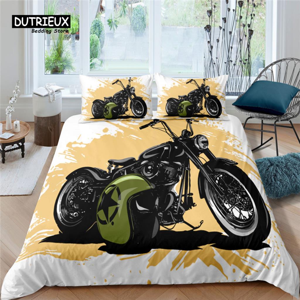Home Living Luxus 3D Motorrad Bettwäsche Set Komfortable Bettbezug Set Kinder Bettwäsche Set Queen und King EU/US/AU/UK Größe