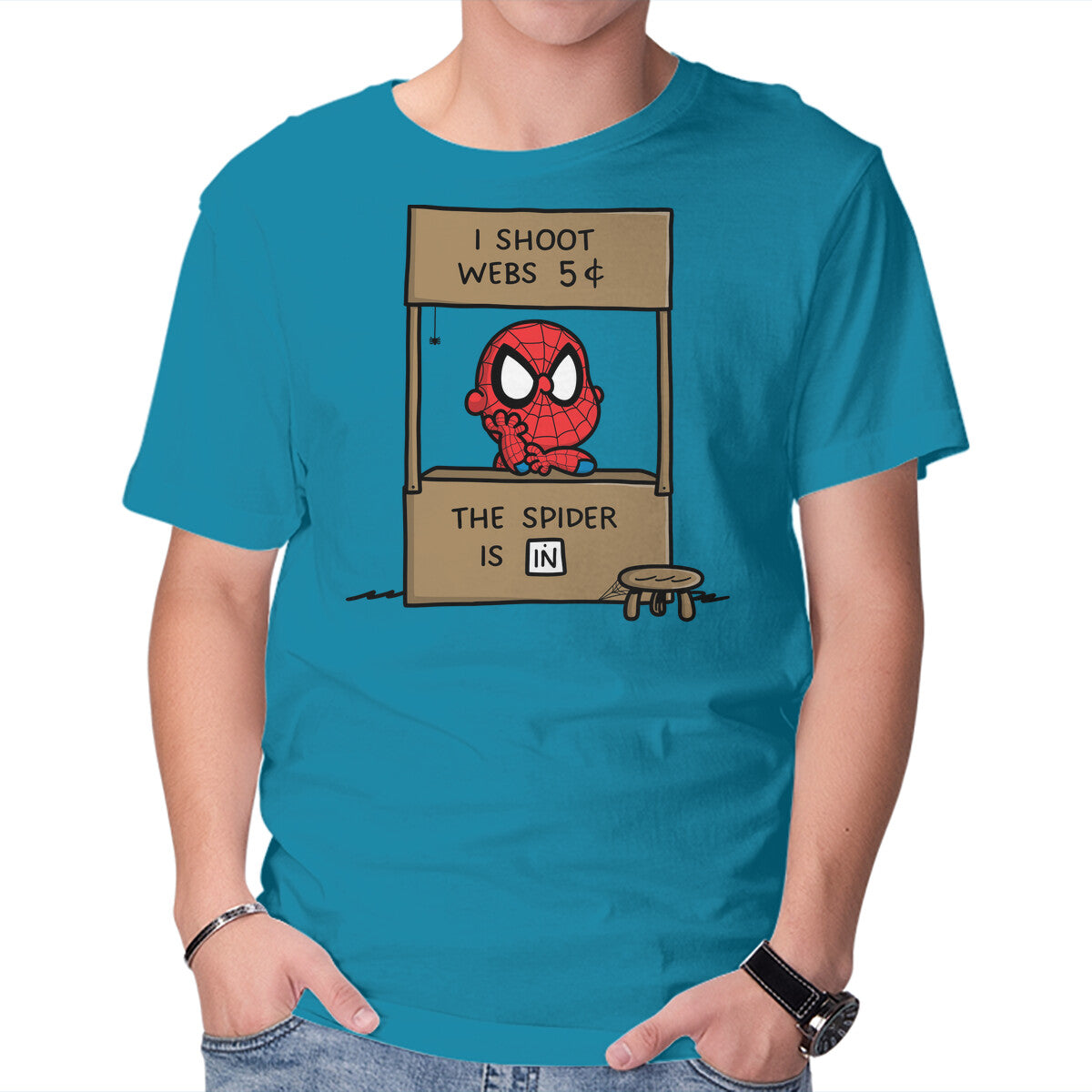 Unisex Crew Neck T-Shirt Spider Help Graphic Short Sleeve Casual Tee XL
