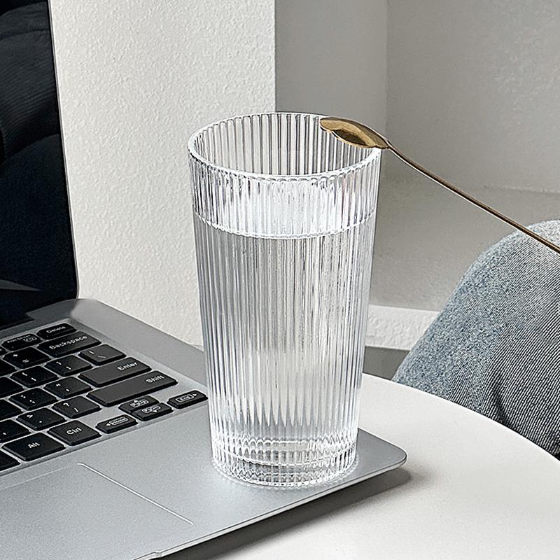 13oz 380ml Cocktailglas im nordischen Stil mit vertikalen Streifen, Kaltwasserbecher, transparent, Zitrone, Long Island, Eisteebecher, Milchpartybecher
