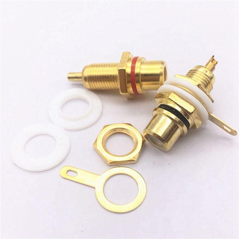 Feb.60Pcs Gold Plated RCA Terminal Jack Plug Female Socket Chassis Panel Connector For Amplifier Speaker