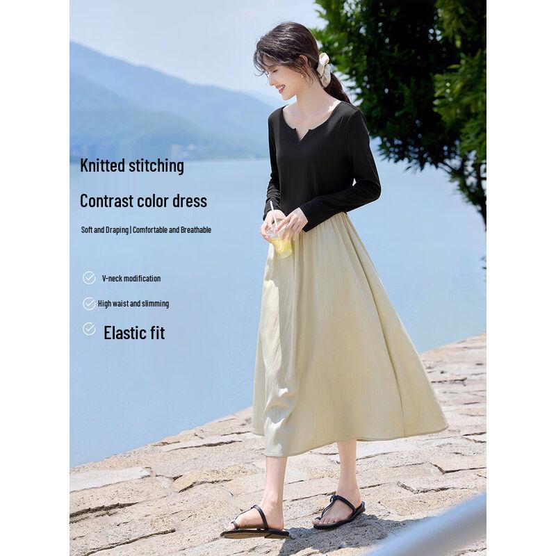 XWI French Elegant Knitted Splice Midi Dress XL