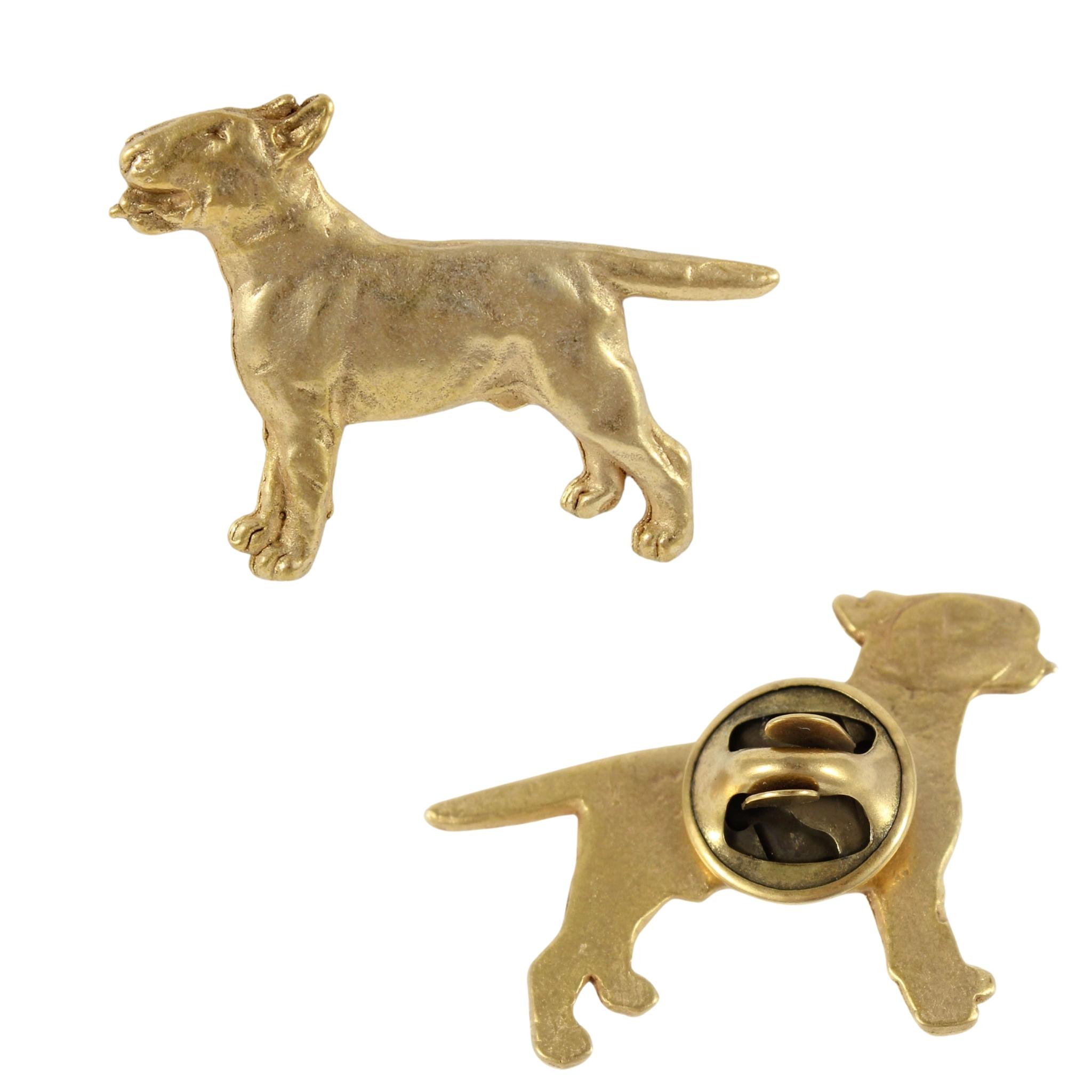 

Bull Terrier, Bully I - gold-plated pin brooch, elegant dog ornament, unique pin by Art-Dog brand