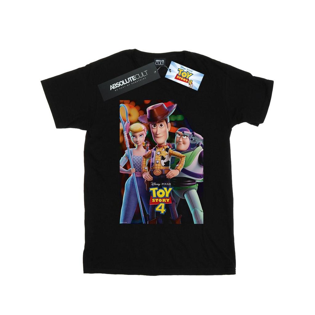 Disney Womens/Ladies Toy Story 4 Buzz Woody And Bo Peep Poster Cotton Boyfriend T-Shirt