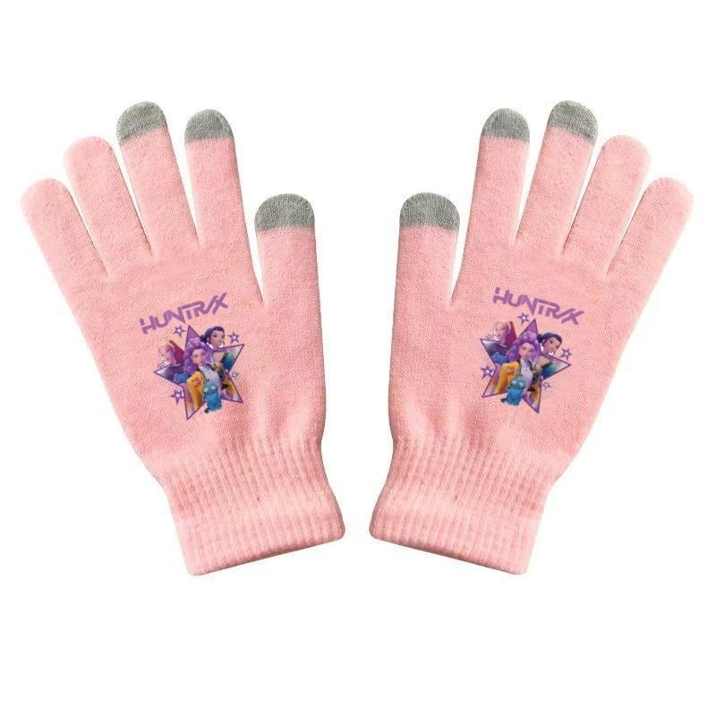 K Pop Demon Hunters Girls Gloves Woman Touch Screen Gloves Lady Winter Warm Cartoon Anime Accessories Cute Gift