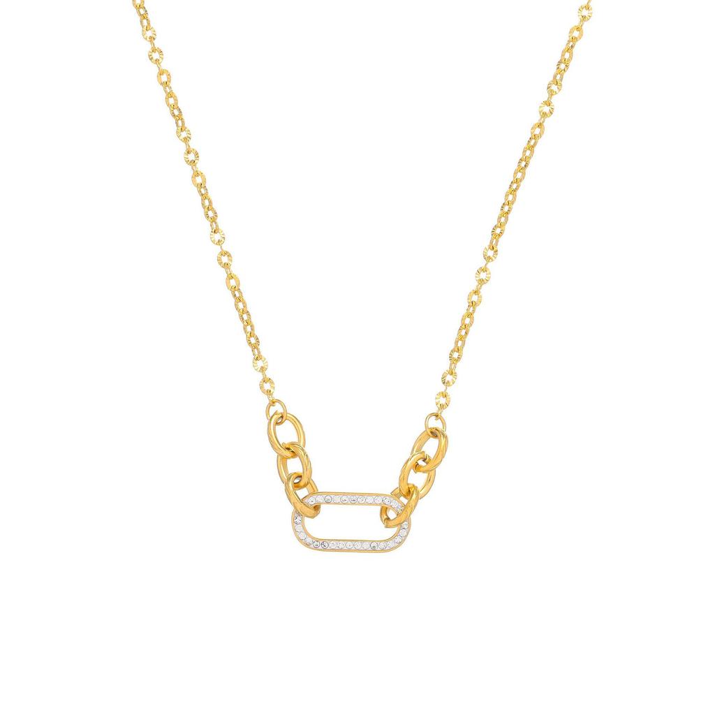 European Retro Zircon Stainless Steel Necklace: High-End Cross-Border Clavicle Chain
