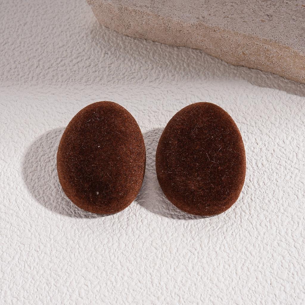Autumn and winter flocking geometric oval silver needle stud earrings fashion temperament earrings