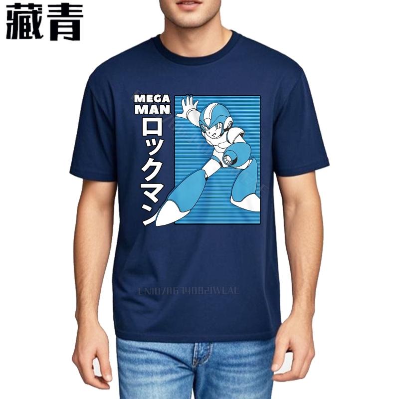 Top Tees Oneck Casual Tee Mega Man Blue Robot Design Brand Comfort Tshirt New Arrived Workout Tshirt Comfortable
