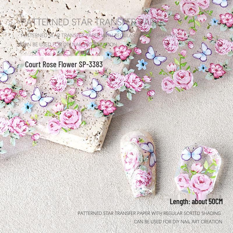 Starry Sky Rose Flower Nail Art Transfer Stickers