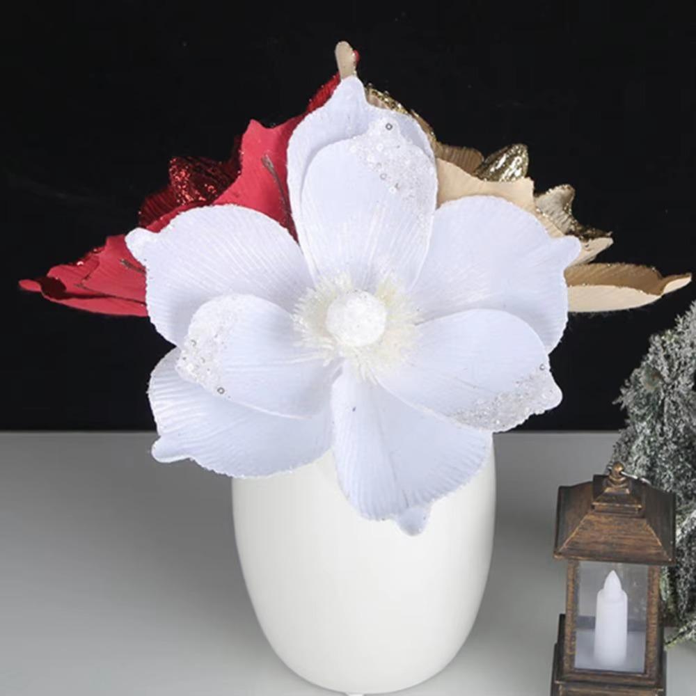2 Pcs Three-layer Gold Powder Simulated Flowers Flower Fake Flower Ornaments Christmas Tree Decor