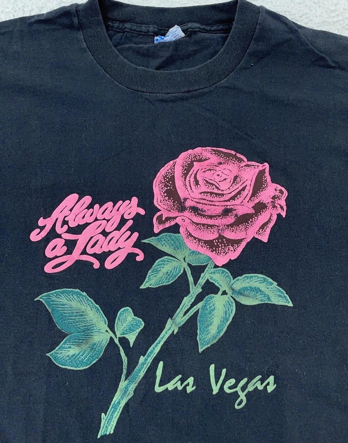 

Vtg 90s Always A Lady Rose Las Vegas T Shirt FITS L Black Nevada Single Stitch XL
