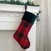 Christmas Stocking Plaid Pattern Blank Hanging Stocking with Fold Over Cuff Durable Fabric Design for Holiday Decoration