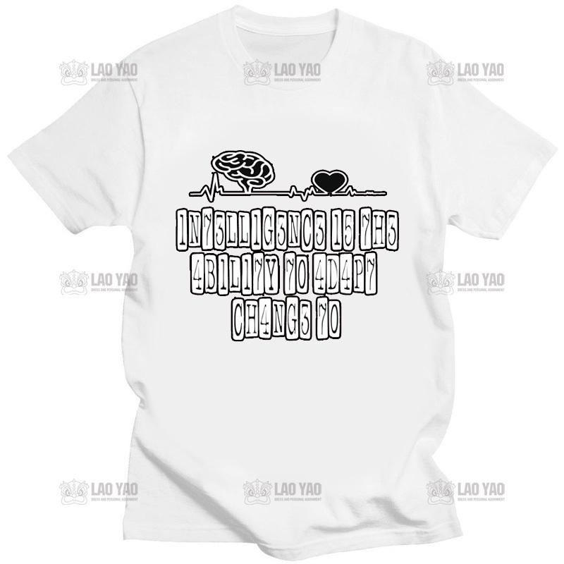 Kreativní pánská trička Vtipná geekovská trička Inteligence je schopnost přizpůsobit se změnám Potisk písmeny Tričko Pánské Nadměrné tričko