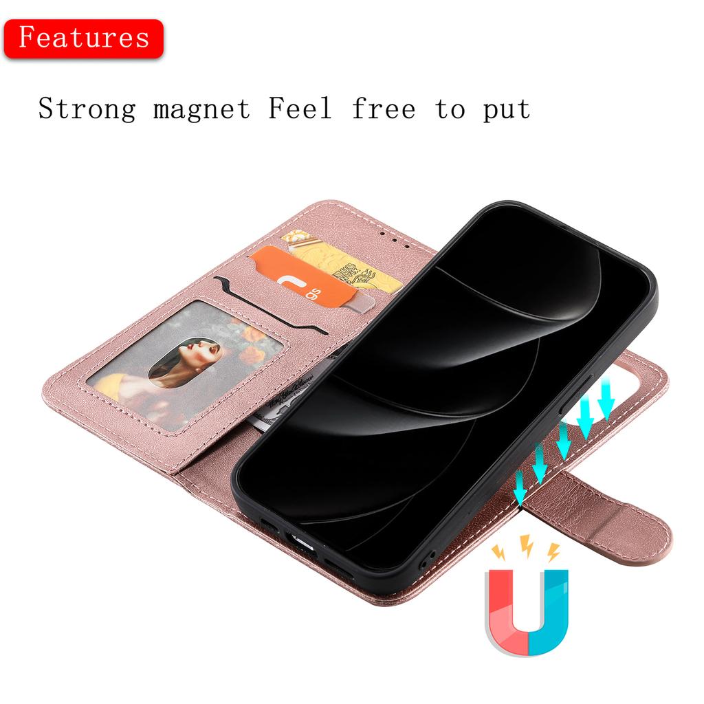 For iPhone 17 Pro Max Case 2 in 1 Detachable Magnetic Leather Wallet Mobile Cover with Strap
