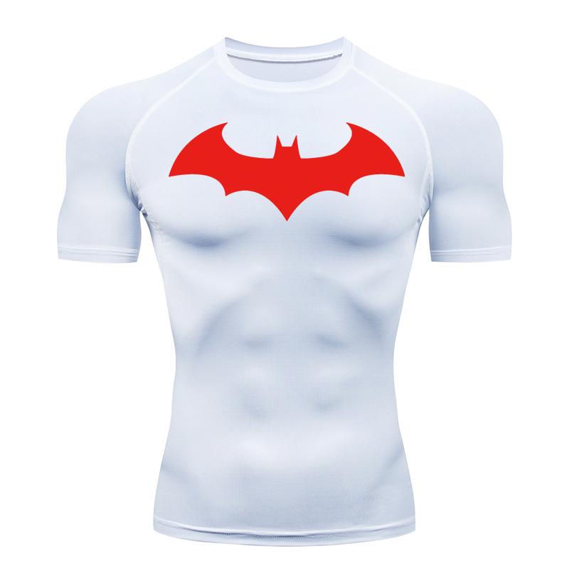 Camisetas de Compressão com Estampa de Morcego para Homens Manga Curta Rash Guard Academia Treino Corrida Camiseta de Verão Atlético Secagem Rápida Camisetas