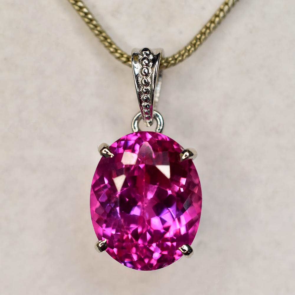 

Натуральна підвіска зі срібла 925 проби з рожевим сапфіром 32 карати овальної форми СЕРТИФІКОВАНИЙ дорогоцінний камінь my.pd-02-k