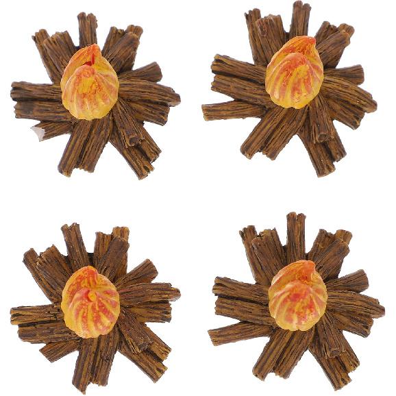4pcs Fake Resin Bonfire Model Miniature Campfire Dollhouse Mini Fire Miniature Decoration for Micro Landscape Scene