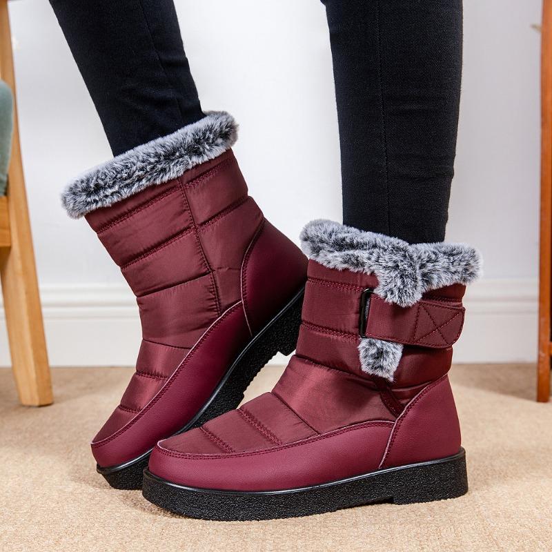 24 fur collar imitation rabbit hair tall tube warm women's snow boots Velcro waterproof women's boots casual women's shoes autumn and winter