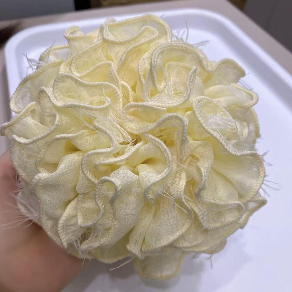 Korean Floral Hydrangea Scrunchie - Sweet Mori Style Leopard Print Hair Tie for Women