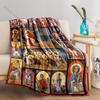1PC Religious figures with cross scenes print blanket Prayer blankets for believers suitable for home sofa camping travel car