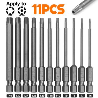 11tlg. Torx Schraubendreher Bit-Satz Sechskant Sicherheitsschraube 75MM Extra Lang Magnetischer Sicherheitsschraubendreher Satz Handwerkzeug