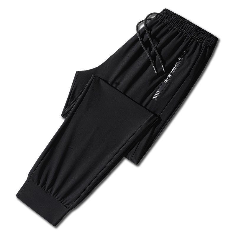 L-8XL Men's Ice Silk Quick-Dry Sport Casual Trousers - Straight Leg, Thin, Finely Knitted Long Pants