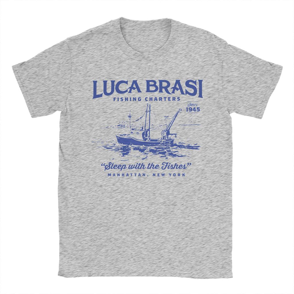 Luca Brasi Fishing Charters 100% Cotton T Shirt For Men Summer Streetwear T-Shirts O Neck Hip Hop Tees Plus Size Pattern Tops