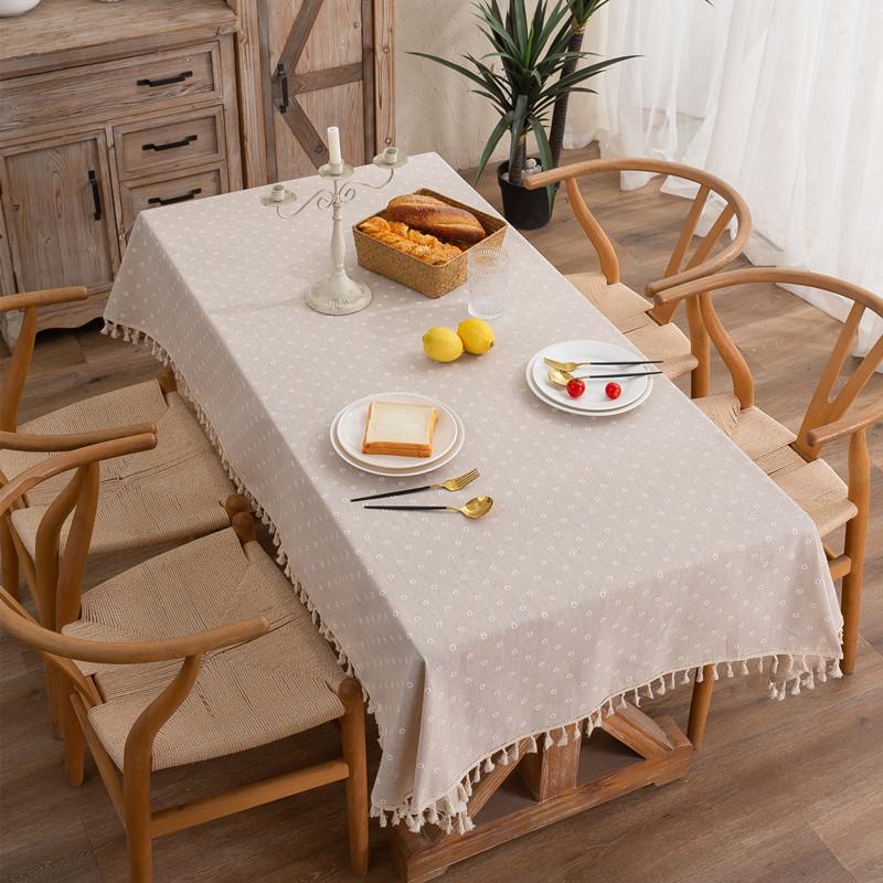 Modern Simple Tablecloth Cloth Art Polyester Cotton Printing Daisy Tassel Household Rectangular Table Cloth Tea Table Cloth