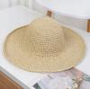 Summer simple solid color handmade crochet straw hat seaside vacation beach hat women's outdoor sunshade sun protection hat