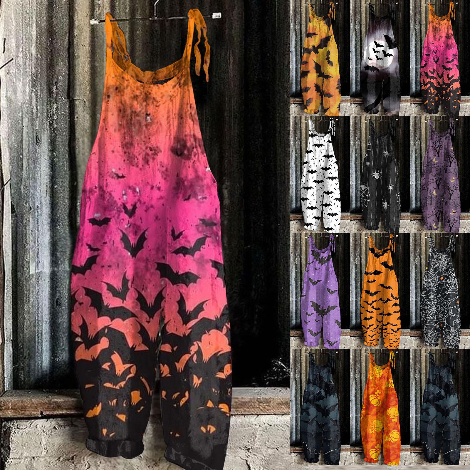 

Женский модный повседневный свободный винтажный комбинезон с принтом на Хэллоуин