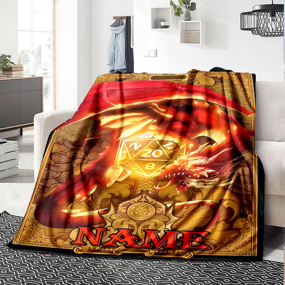 Customiz Name Personality Dungeons & Dragons (4) Blanket Soft &Warm Sofa Office Bed Travel Lunch Break Blanket, Gift Suitable for All Seasons