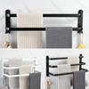 Towel Hanger Wall Mounted 30-50 CM Towel Rack Bathroom Aluminum Black Towel Bar Rail Matte Black Towel Holder with Sticker
