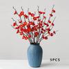 Artificial Plum Branches, Winter Red Wintersweet Plastic Holiday Flowers (Vase No'S Day, New Year, Wedding Hall Decor, Anniversary Decoration, And As
