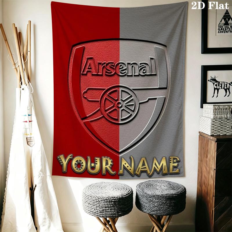 Custom Name Arsenal Wall Tapestry Aesthetic Wall Hanging Printed Fabric Blanket Decorative Tapestries for Bedroom Living Room Home Decor