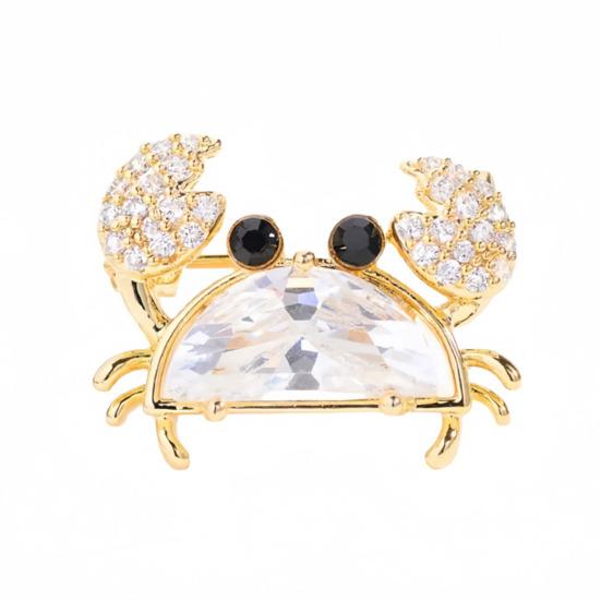 

Women Brooch Sparkling Rhinestones Blue Shell Small Crab Shape Lapel Pin Suits Coats Bags Scarves Badge Versatile Accessory белый
