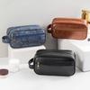 Vintage Makeup Bag Faux Leather Men Ladies Travel Toiletry Pouch Waterproof Cosmetics Organizer Bag for Vacation Business Trips
