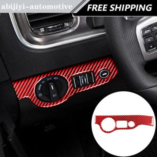 Red Carbon Fiber Interior Headlight Control Cover Trim For Dodge Charger 2015-22