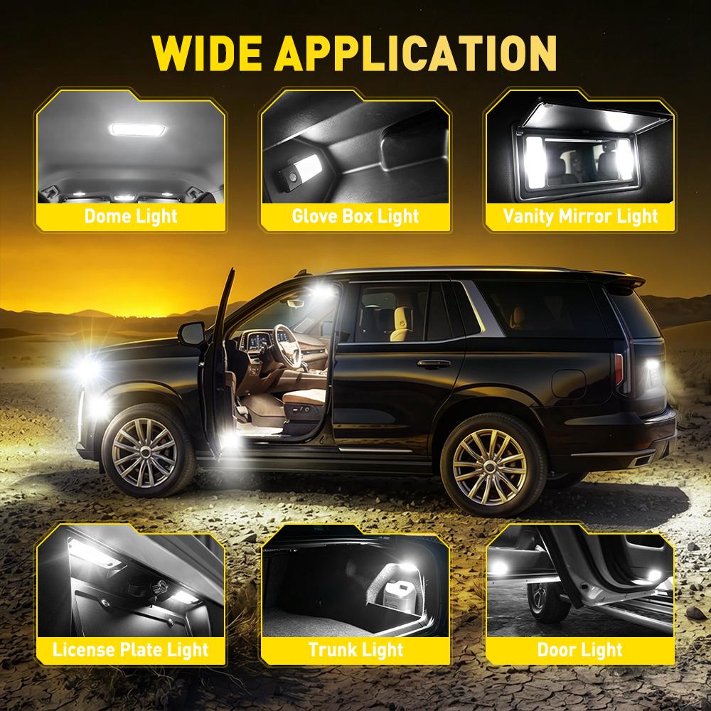 AUXITO 2Pcs BA9S T4W LED Lamp Bulbs White For Car Interior Instrument Panel Dome Position License Plate Lights Super Bright 12V Dome Lights 6