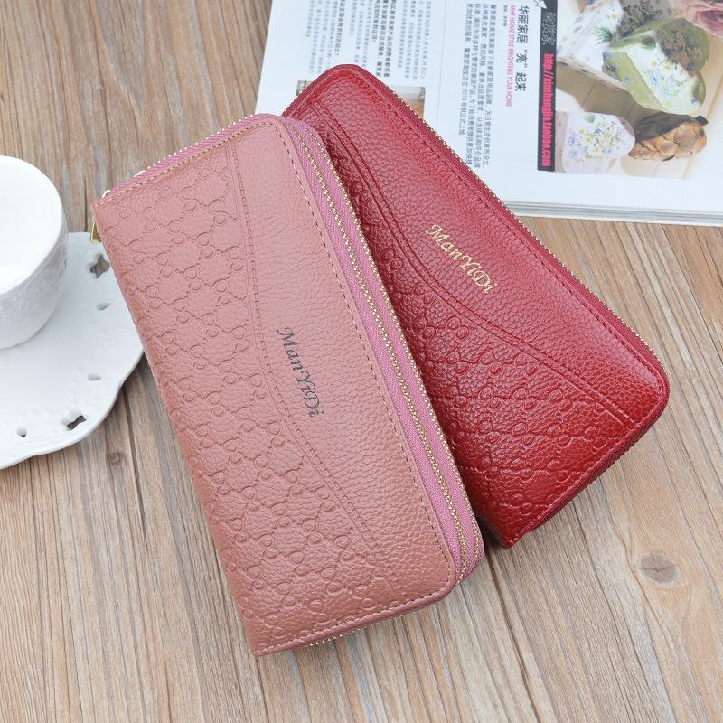 Women's Double Zipper Soft Leather Long Wallet & Phone Clutch