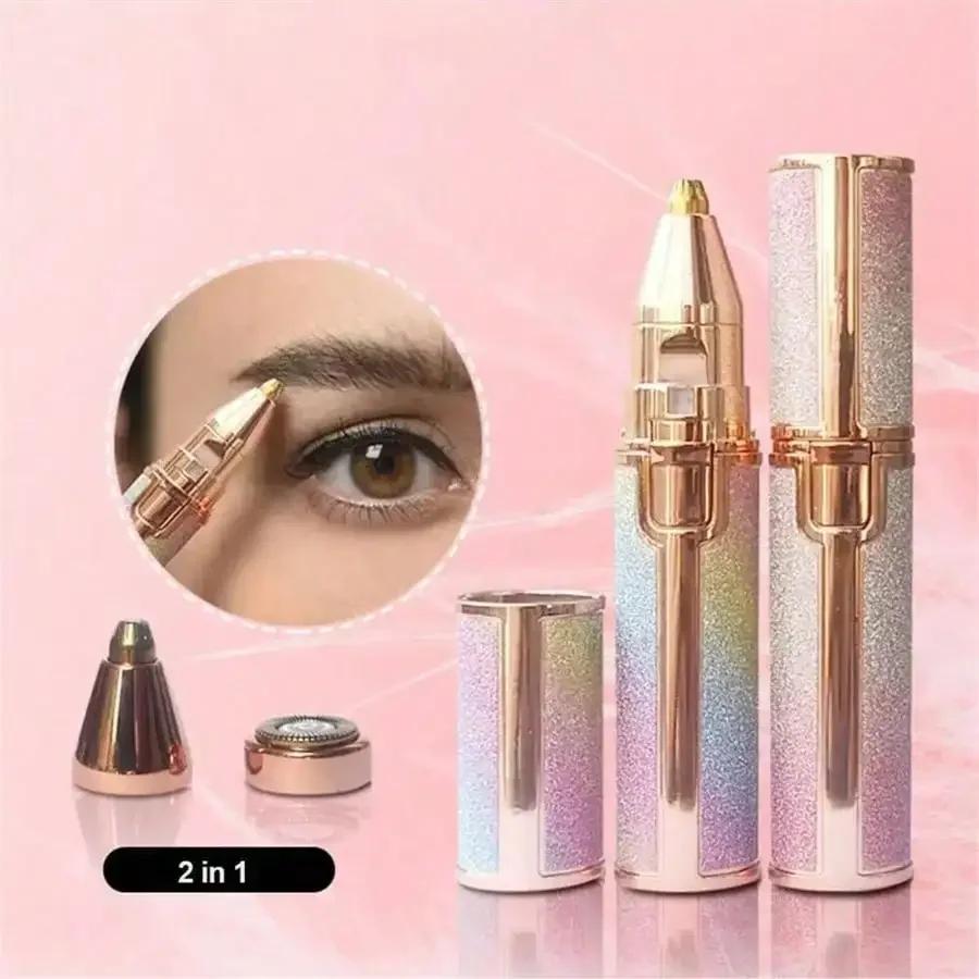 Face Hair Remover LED Ligh Painless Hair Shaver Trimmer Blade Facial Hair Removal 2 IN 1 Electric Eyebrow Trimmer Razor