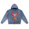 DTG Print Knitted Denim Zip-Up Hoodie Copy of IKKI AVE FENIX Brother Print Zipper Hoodies  