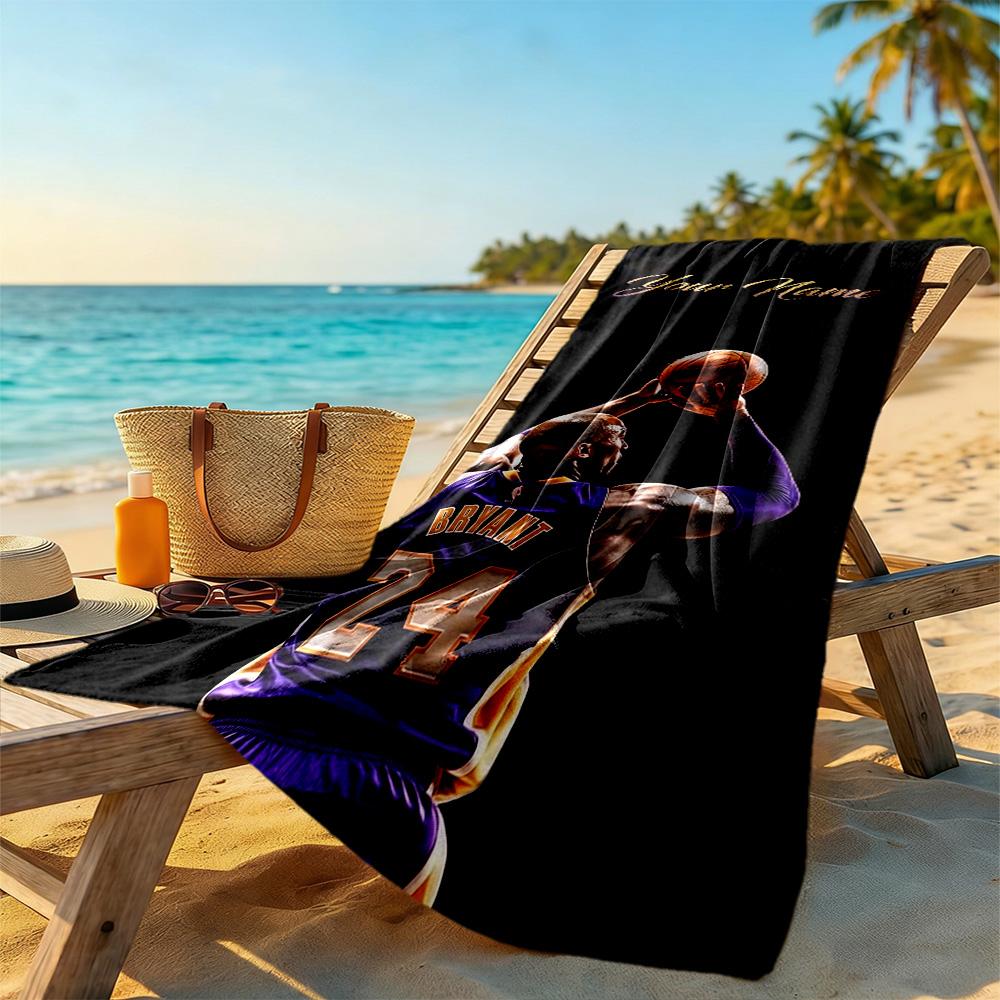 Kobe Personalized Text Beach Towel Quickdry Soft Microfiber For Beach Bathroom Outdoor Swimming Pool Camping Picnic Yoga Diving Vacation Accessories