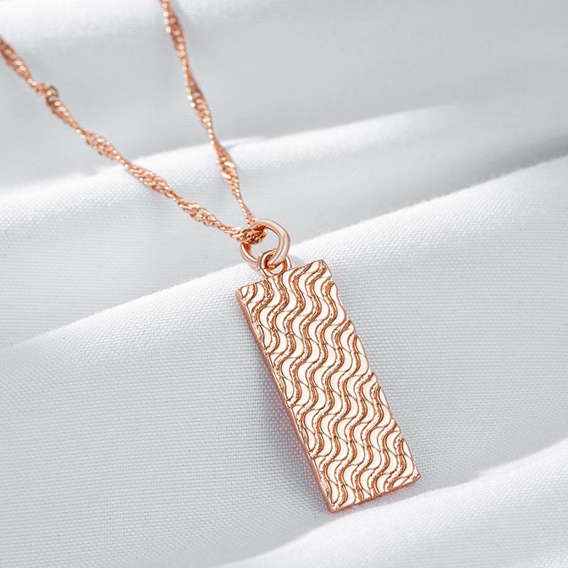 Modisches Glänzendes Anhänger-Halskette Für Frauen Luxus Roségold Farbe Einfacher Quadratischer Anhänger Hohe Qualität Täglicher Schmuck