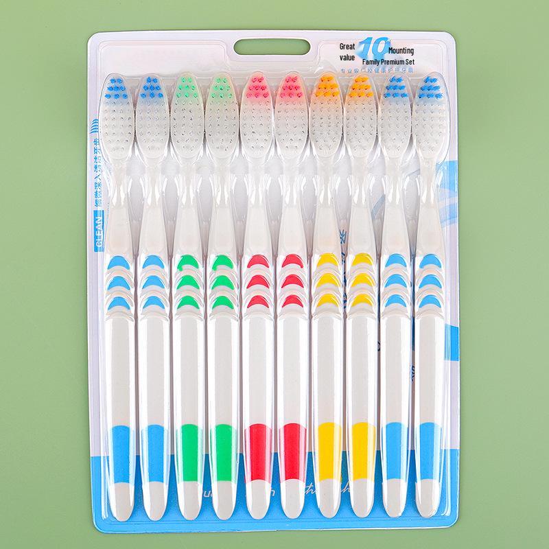 10-Piece Ultra-Soft Toothbrush Set with Bamboo Charcoal Bristles for Adults and Students - Family Value Pack