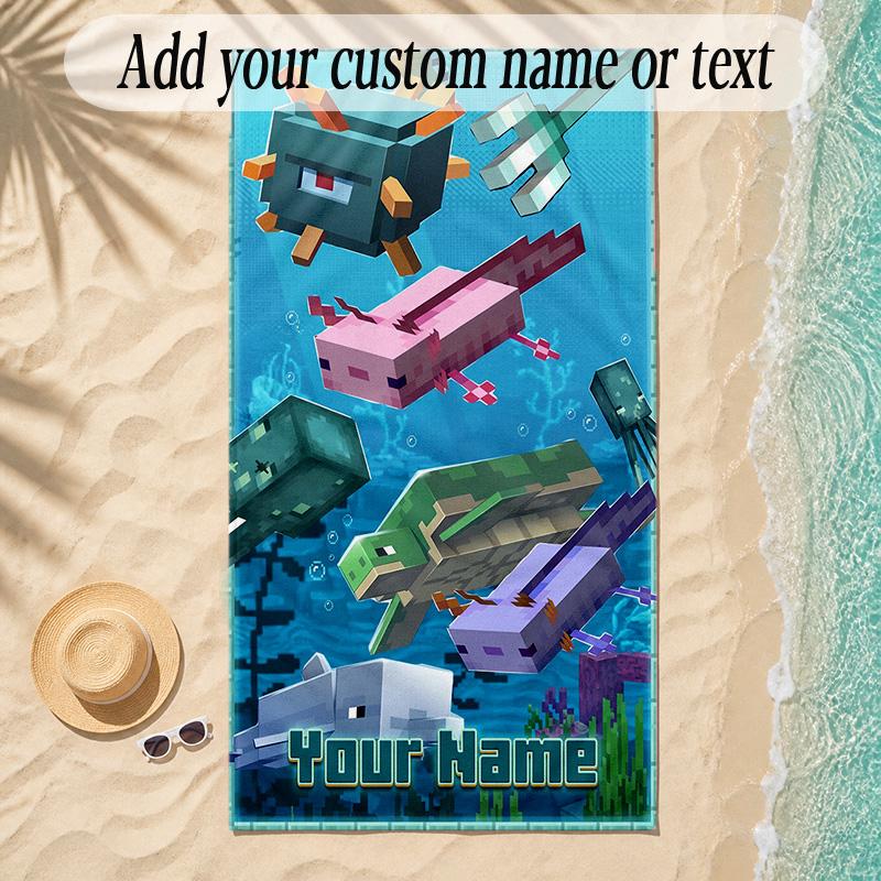 Beach TowelMinecraft Custom Name Text Personalized Soft Towel for Beach Pool Indoor Home Decor Gift
